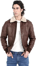 Men's Leather Bomber Aviator Jacket