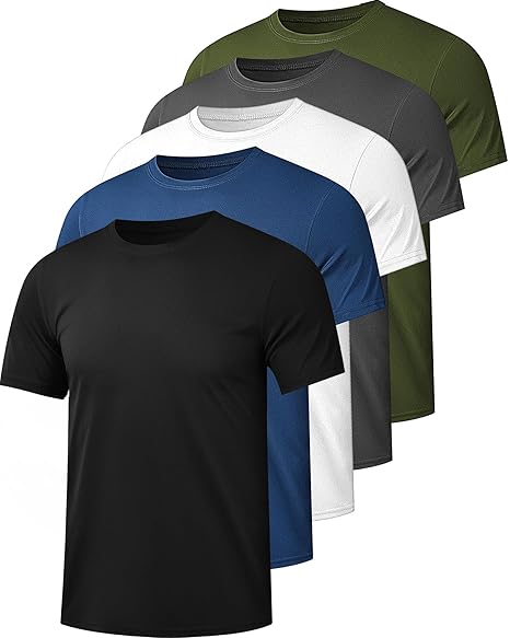 Kinglaman 1/5 Pack Mesh Workout Shirts for Men Dry Fit Gym Quick Dry