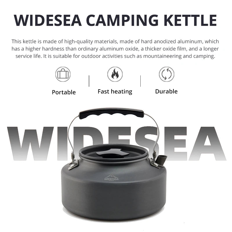 Aluminum alloy outdoor cookware set with pot, pan, and kettle, stacked for storage (view 6)