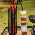 Black 1-set portable plastic spice kit for camping with clear seasoning bottles