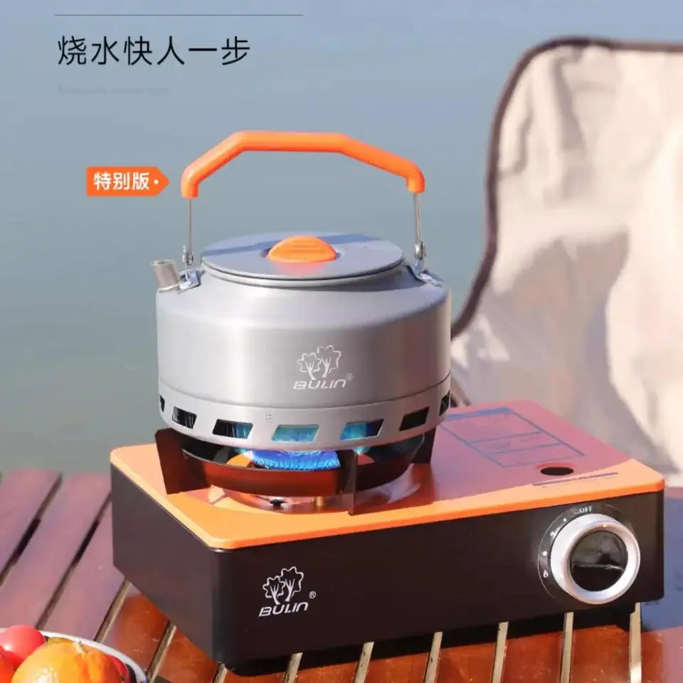 Two aluminum alloy camp kettles on a white background, one 1.1 liter and one 1.6 liter, with handles (view 6)