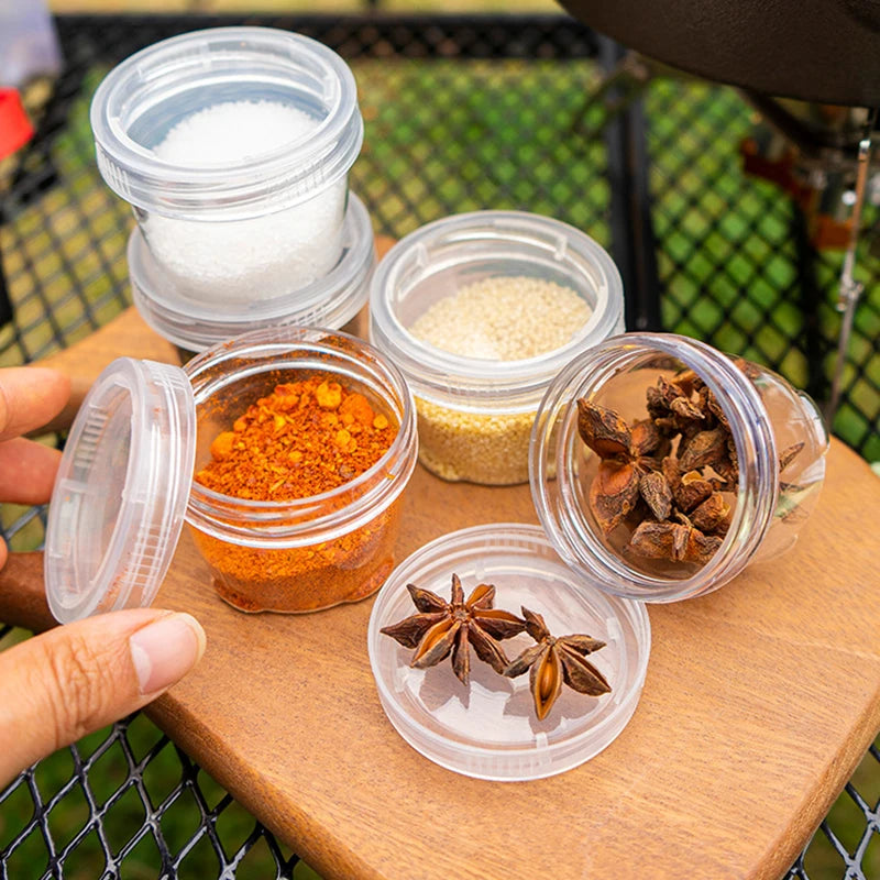Black 1-set portable plastic spice kit for camping with clear seasoning bottles (view 3)