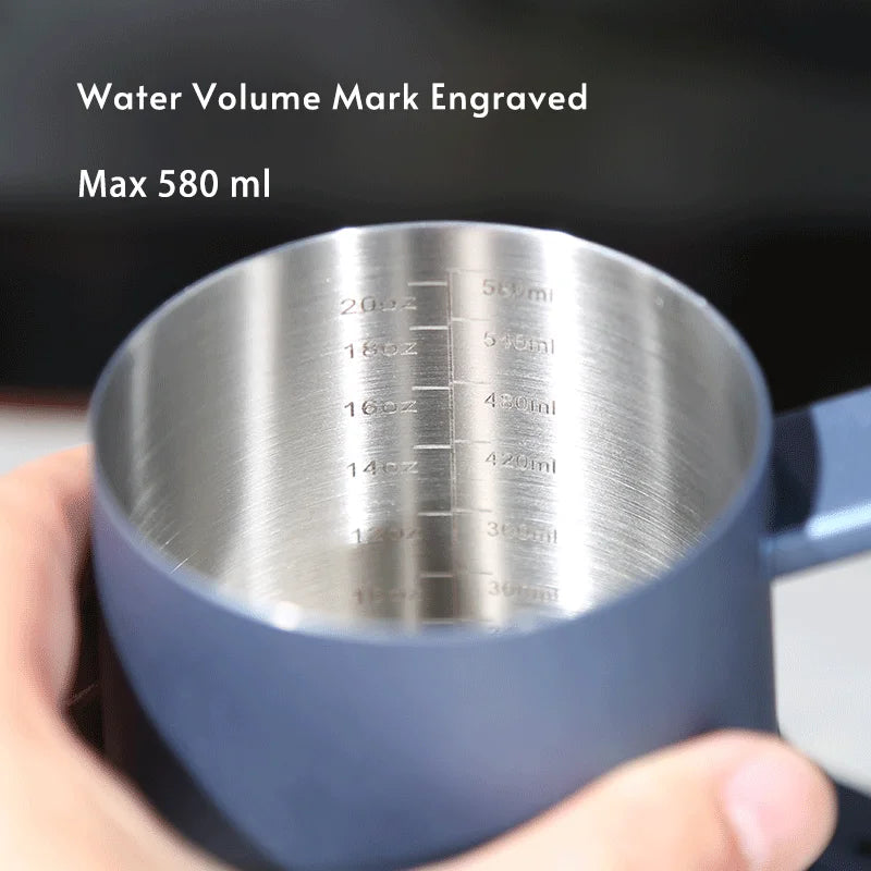 600ml stainless steel gooseneck kettle in black for camp coffee brewing (view 3)