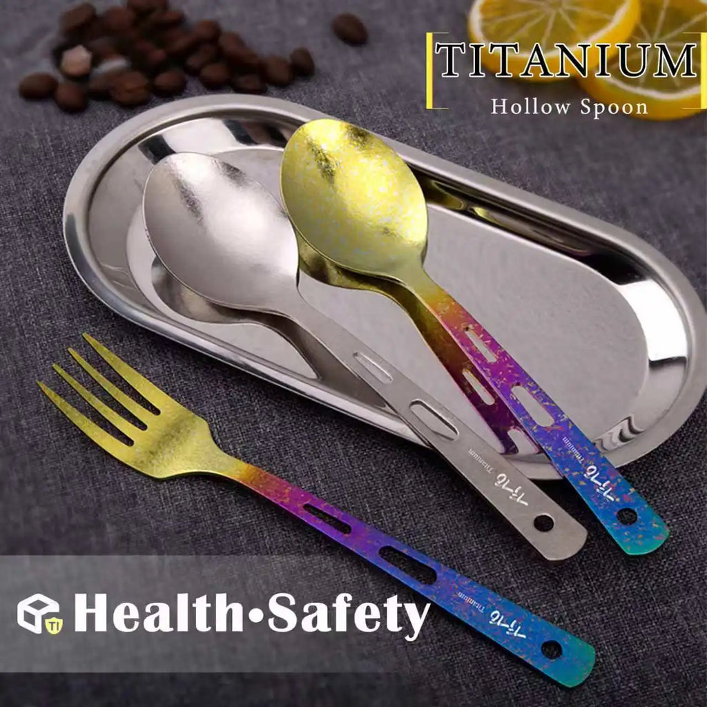 Titanium 3-piece knife, fork, and spoon set for outdoor dining (view 7)