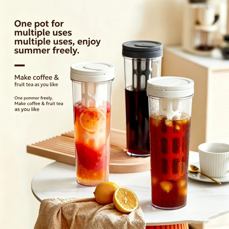 PP cold brew coffee maker with a handle, shown in an outdoor setting (view 6)