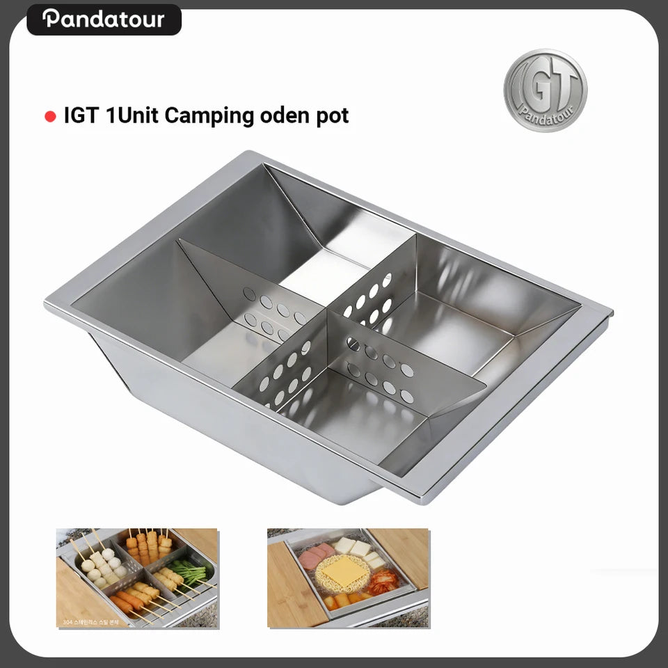 Large stainless steel camp stock pot with a lid and a carry bag option