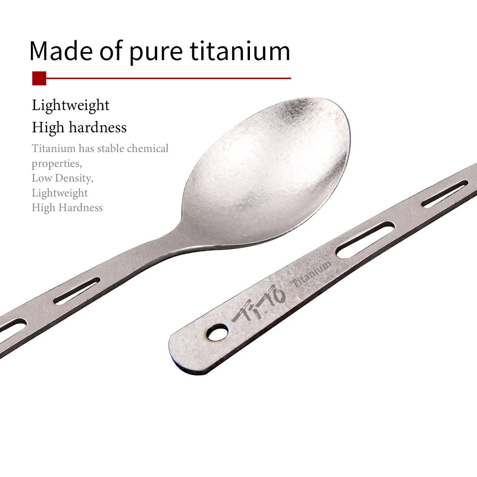 Titanium 3-piece knife, fork, and spoon set for outdoor dining (view 2)