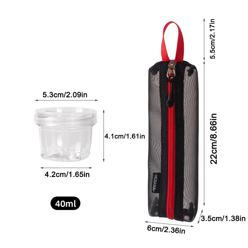 Black 1-set portable plastic spice kit for camping with clear seasoning bottles (view 2)