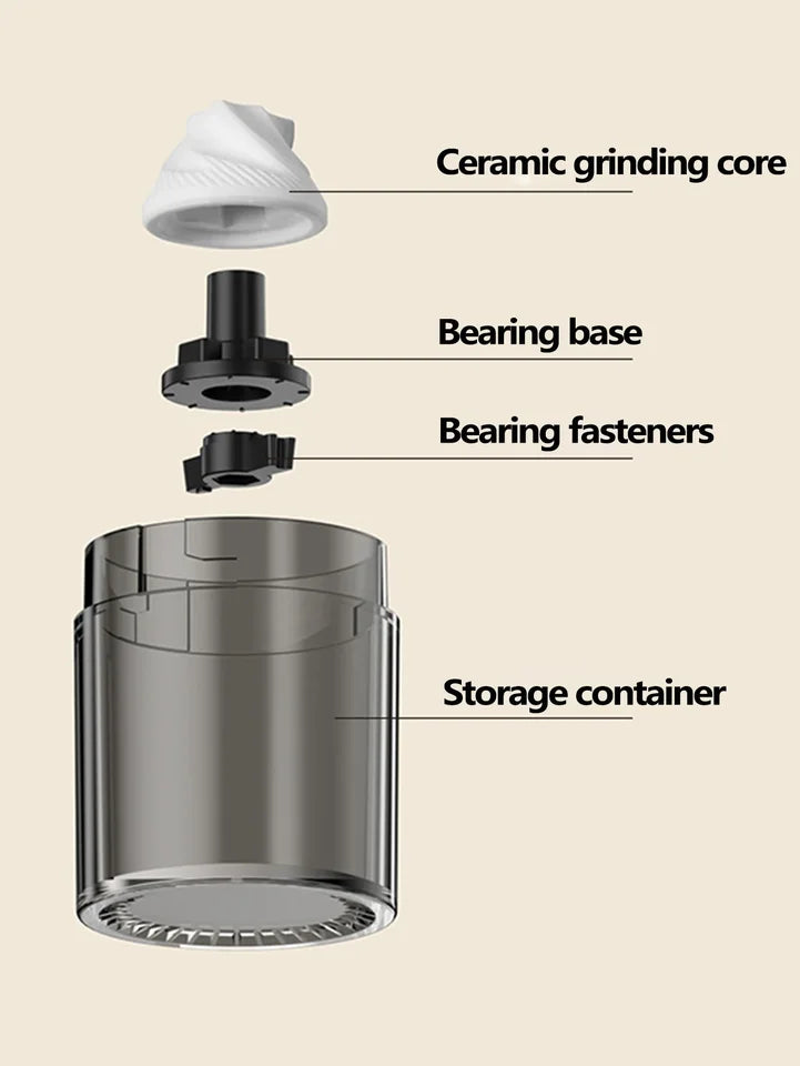 Vintage-style black manual coffee grinder with a hand crank (view 6)