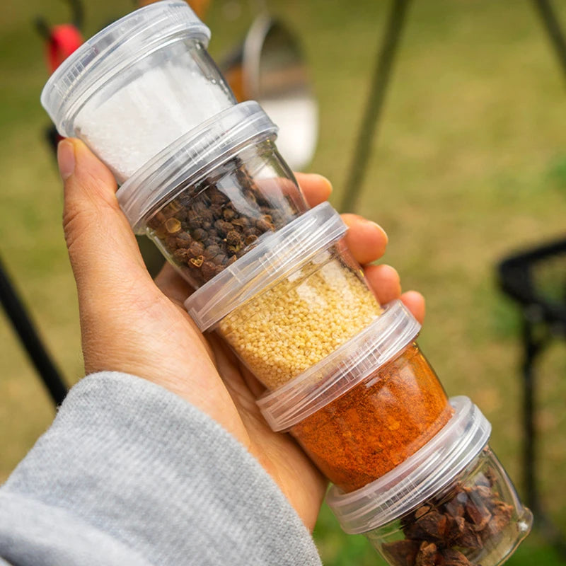 Black 1-set portable plastic spice kit for camping with clear seasoning bottles (view 4)
