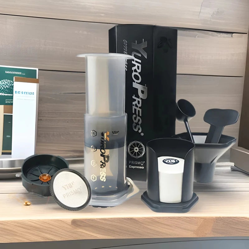 Portable press-style coffee maker in black, white, and red color options (view 5)