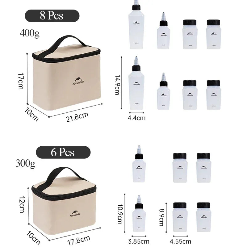 An 8-piece plastic camp kitchen spice and seasoning set with individual clear containers (view 5)