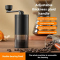 Black portable plastic hand crank coffee grinder with adjustable bearing for travel and home use