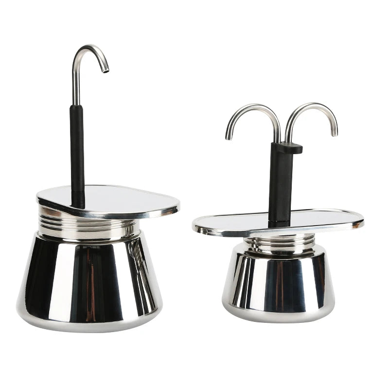 Aluminum French press coffee maker in a camp setting (view 3)
