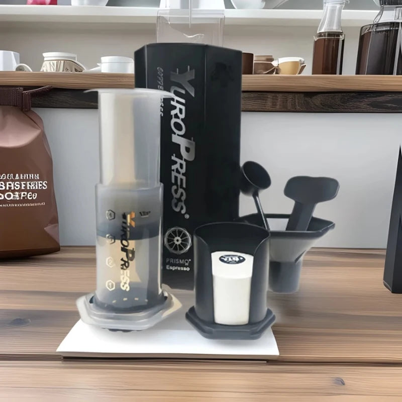 Portable press-style coffee maker in black, white, and red color options (view 4)