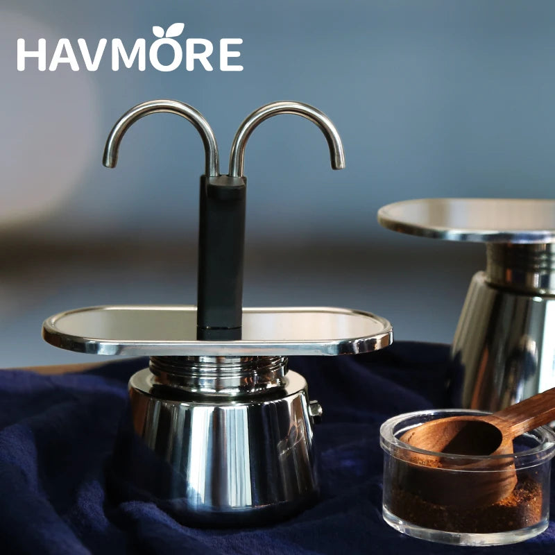 Aluminum French press coffee maker in a camp setting (view 5)