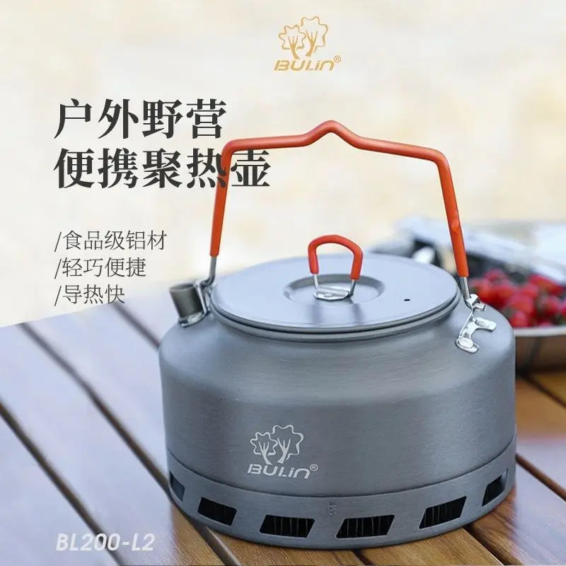 Two aluminum alloy camp kettles on a white background, one 1.1 liter and one 1.6 liter, with handles (view 3)