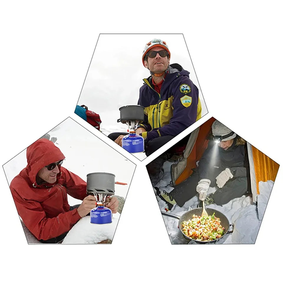 Hard aluminum alloy camping cookware set in orange and green, including pots and a frying pan, suita (view 6)