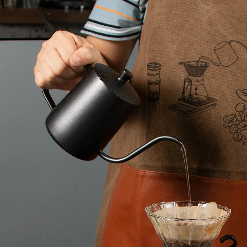 600ml stainless steel gooseneck kettle in black for camp coffee brewing (view 6)