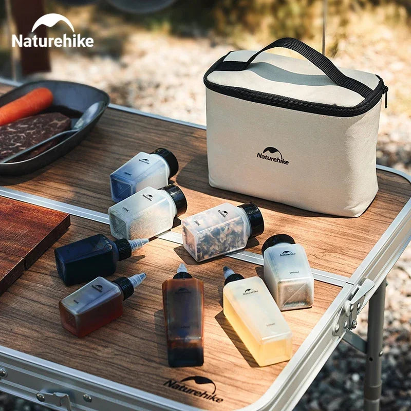 An 8-piece plastic camp kitchen spice and seasoning set with individual clear containers (view 7)